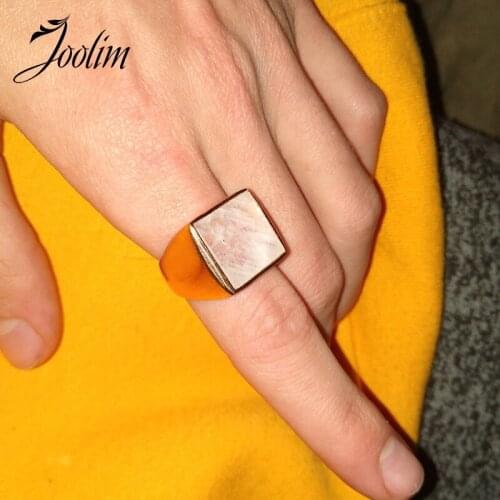 Joolim High End 18K Gold PVD Symple Fresh Smooth Shell Rings for Women Stainless Steel Jewelry Wholesale