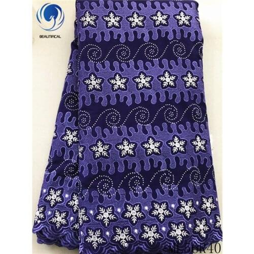 BEAUTIFICAL Cotton african fabrics Hot sale embroidery cotton lace fabric for women Nigerian voile lace 5yards ML56R40