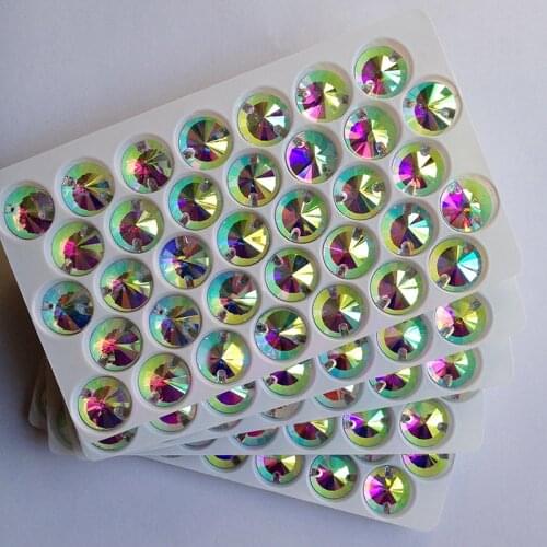 Round Sew on Rhinestone Crystal AB Strass Flatback Non hotfix Rhinestones For DIY Wedding Dress