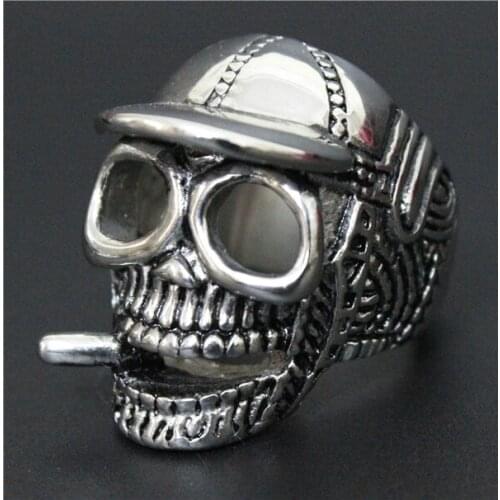 Cool Glasses Bullet Skull Ring Punk Gothic Ring 316L Stainless Steel Hot Biker Ring