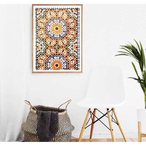 Moroccan Decor Print Terracotta Ornament Poster Ethnic Wall Art Canvas Painting Burnt Orange Persian Wall Picture Decoration