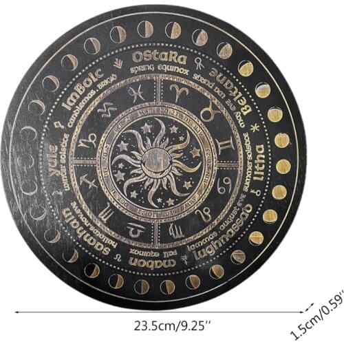 Crystal Energy Disk Witch Divination Pendulum Board Annual Ring Oak Astrolabe N58B