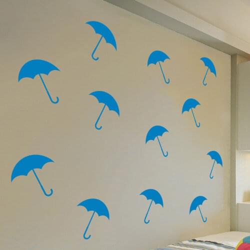 Cartoon Umbrella Wall Sticker For Kids Rooms Poster 9*9cm*10pcs Bedroom Refrigerator Cupboard Decoration Vinyl Decals Art Mural