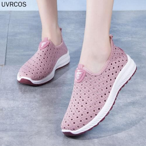 New and Old Beijing Craft Fly Woven Mesh Shoes Fashion Hollow Leisure Sports Walking Shoes Middle-aged and Elderly Mother Shoes