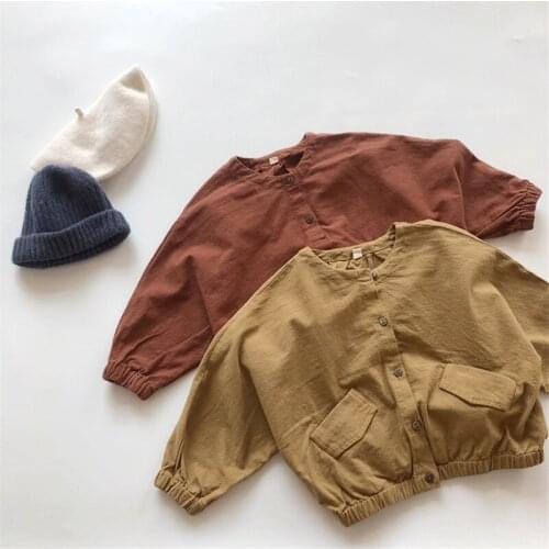Fall new boys and girls fashion batwing sleeve jackets linen cotton korean style children loose casual coats kids clothes