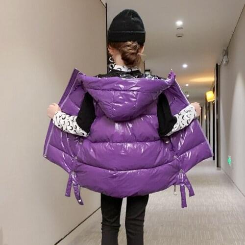 Girls Vest Jacket 2021 Autumn Winter Windproof Single-Breasted Hooded Outwear Waistcoat Children Clothing 4-16 Years Old