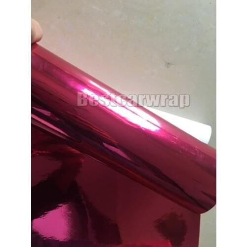 Stretchable Chrome hot pink Car Wrap foil PROTWRAPS Film High Flexible chrome vinyl air bubble free 1.52*20M/Roll 5X66ft