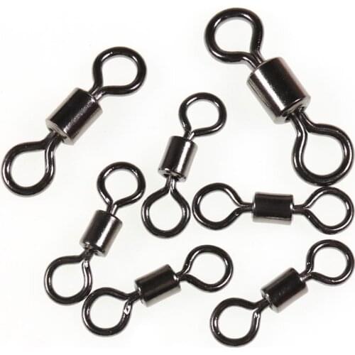 5Pcs/20pcs Large Size 8 Shape Black Rolling swivel Fishing Swivel Snap Hook Connector Double Solid Ring Fishing Accessory