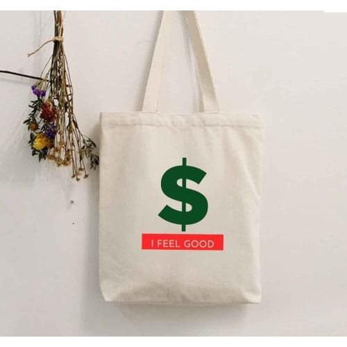 Shopping Canvas Bags for Women Tote Bag Aesthetic Reusable Grocery Totesdollar Print Shoulder Bag Vintage Simple Canvas Handbag