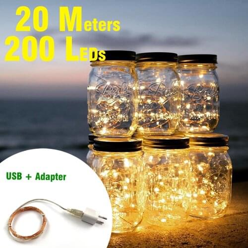 2M 5M 10M 100 LED Strings Copper Wire Battery Operated / USB Christmas Wedding Garden Party Decoration LED String Fairy Lights