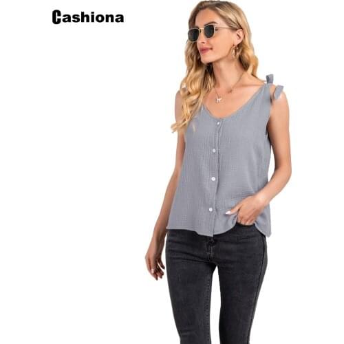 2021 Summer Womens Camis Leisure Casual Tank Tops Sleeveless Open Stitch Tshirt Sexy Women Loose Bow Strap Tees Shirt Femme