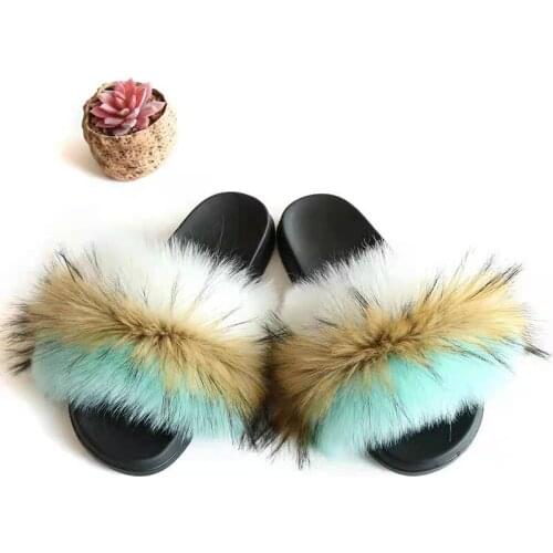 2021 Women Furry Slippers Ladies Shoes Cute Plush Hair Fluffy Sandals Womens Fur Slippers Winter Warm Slippers Women Hot TX408