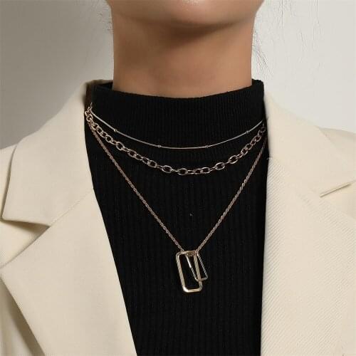 Punk Multi-layer Chain Choker Hollow Box Pendant Necklaces For Women Statement Necklace Party Jewelry Gift Collar 2021 New