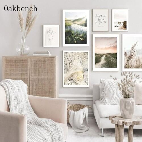 Woman Body Wall Poster Landscape Painting Green Plant Print Deer Wall Pictures Nordic Posters And Prints Living Room Home Decor