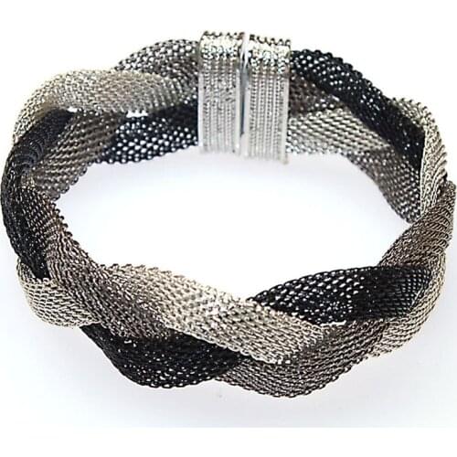 Miasol Wide Brazilian Magnetic Wrap Bracelet Design Elegant Weave Hollow Braided Net Bracelet For Women Party Gift