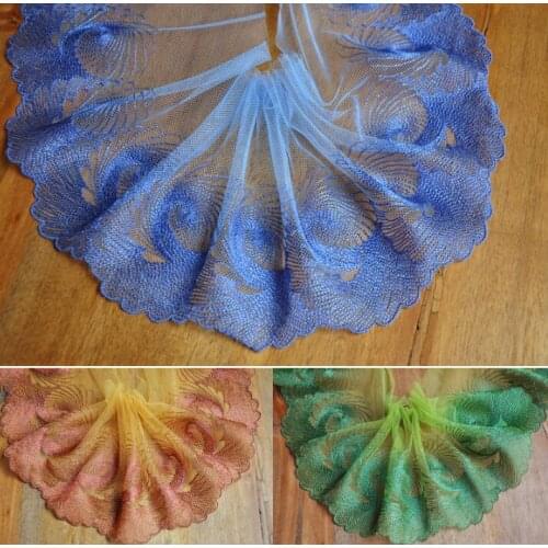 1 Meter Wedding Dresses Lace Applique Ornaments Blue Green Brown Embroidery Lace Trims DIY Clothing Sewing Patchwork Accessories