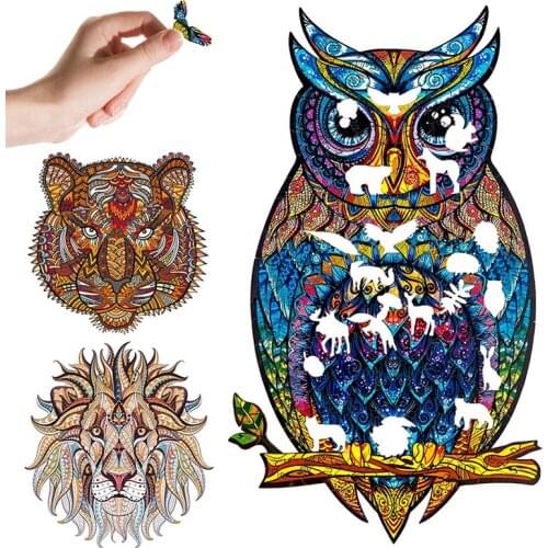 45x30cm Handmade Gifts Jigsaw Unique Shaped Animal Puzzle Stickers Colorful Creative