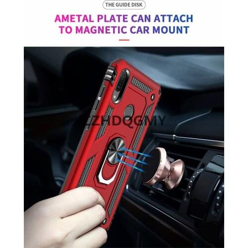 50pcs/lot Shockproof Armor Phone Case For Huawei Y6 Pro Y7 Prime 2019 Honor 8A Enjoy 9 Plus With Car Ring Bracket