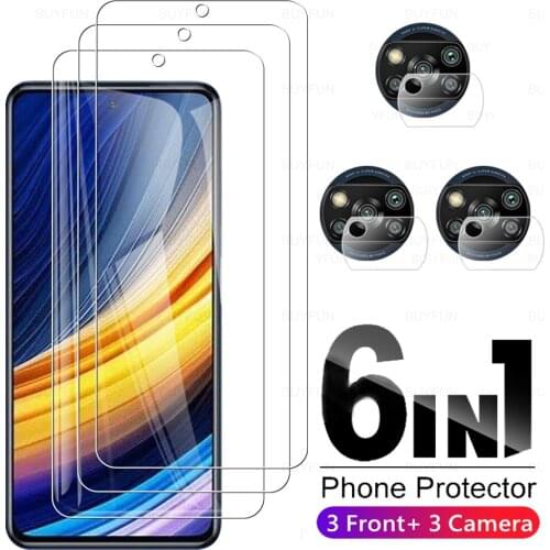 6in1 Tempered Glass For Xiaomi Poco X3 Pro Screen Safety Glass For poco x3 nfc m3 pro 5g f3 m3 m 3 Camera Lens Protective Film