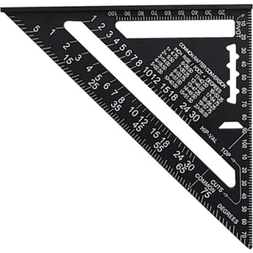 7Inch Angle Ruler Metric Aluminum Alloy Triangular Measuring Ruler Woodwork Speed Square Triangle Angle Protractor