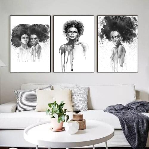 Black And White Beauty African Woman Wall Picture For Living Room Home Decor Sexy Girl Poster And Print Unframed Abstract Figure