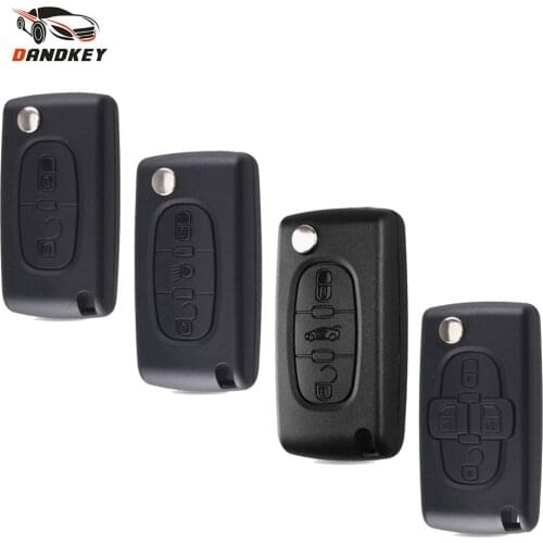 Dandkey 10pcs 2/3/4 Button Flip Key For Peugeot 107 207 307 308 407 607 807 For Citroen C2 C3 C4 C5 C6 C8 Remote Key Case Shell