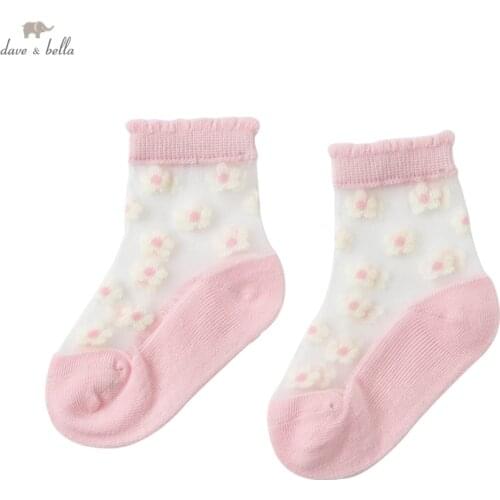 DB17733 dave bella summer fashion baby girls floral patchwork socks cute children kids girl socks