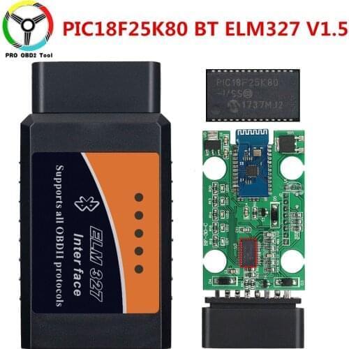 PIC18F25K80 Chip ELM 327 V 1 5 Bluetooth ELM 327 obd2 Diagnostic Scanner for All OBD2 Protocols Car Accessories