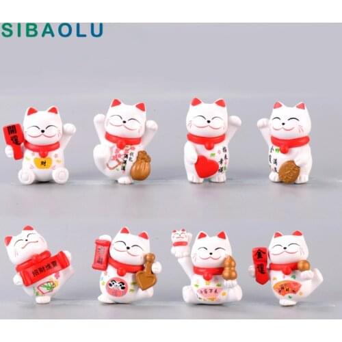 1pc Lucky Wealth Cat Model Cartoon Kitten Animal figurine home decor miniature fairy garden decoration accessories Craft Figures