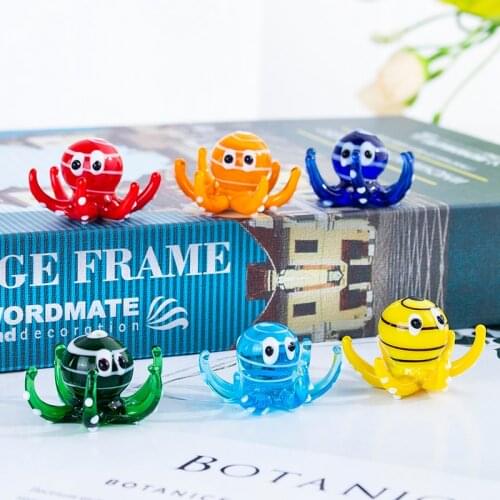 H&D 6pcs Aquarium Decoration Mini Glass Octopus Figurines Murano Art Sea Animals Collectible Gift Home Decor Fish Tank Ornament