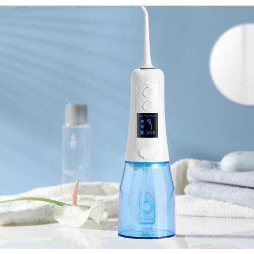 AZDENT Portable Electric Water Flosser 3 Modes Oral Irrigator with 4 Nozzles Oral Teeth Clean USB Charging IPX7 350ML Water Tank