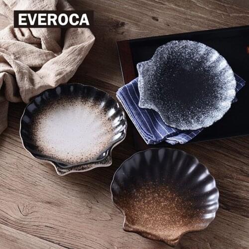 Ceramic Plate Shell-shaped Creative Personality Japanese-style Glazed Ceramic Plate Dessert Main Course Fruit Tray