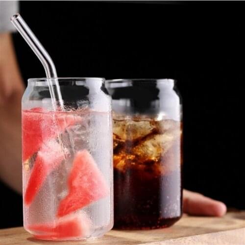 400ML Creative Can Shape Tea Juice Milk Glass Cup Coffee Mug Wine Glass Drink Cup High Borosilicate Glass Drinkware Durable