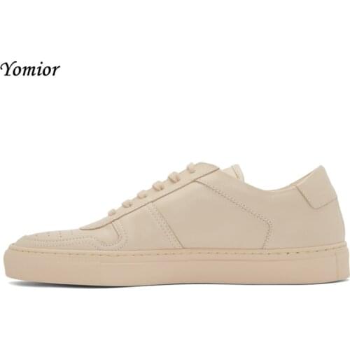 Yomior Brand Handmade Men Shoes British Genuine Leather Comfortable Fashion Designer Sneakers Autumn Casual Flats White Loafers