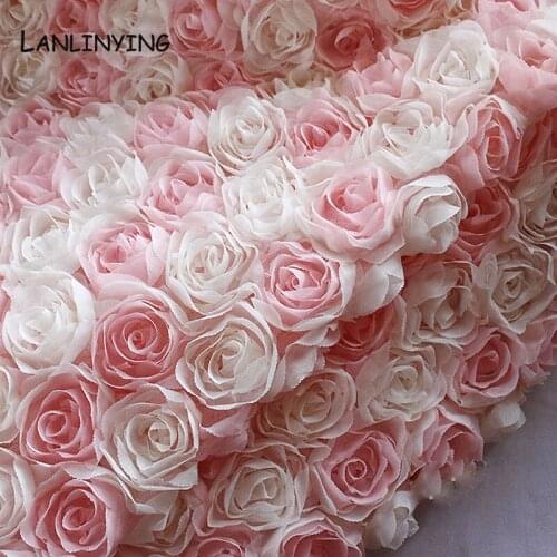 LANLINYING High Quality Original 3D Rose Designer Fabric Creative Fashion Mesh Dress Wedding Decoration Background Cloth D508