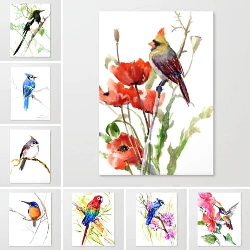 Print Modular Wall Art New Style Home Decor Bird Canvas Painting Animal Pictures Watercolor Posters For Bedroom No Frame Artwork