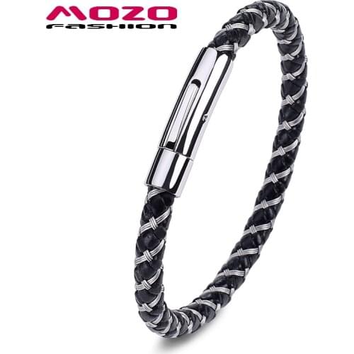 New Male Bracelets & Bangles Classic Black Stainless Steel Wire Men Gift Punk Fashion Jewelry