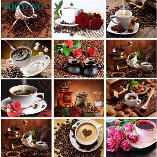 SDOYUNO 40x50cm Paint By Numbers Coffee Beans Scenery DIY Paint For Painting By Numbers On Canvas Frameless Home Decor Wall Art