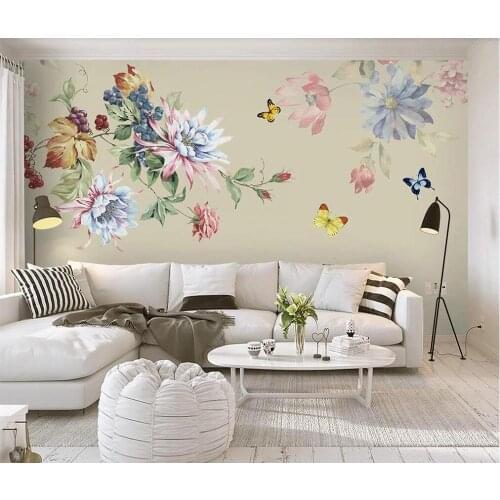 XUE SU Custom mural wallpaper modern minimalist hand-painted oil painting flower European background wall decoration painting