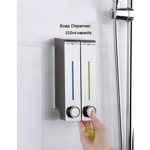 2PCS/LOT Soap Dispenser Wall Mounted 300ml Shampoo Bottles Detergent Shower Gel Dispensers Plastic Hotel Bathroom Accessories