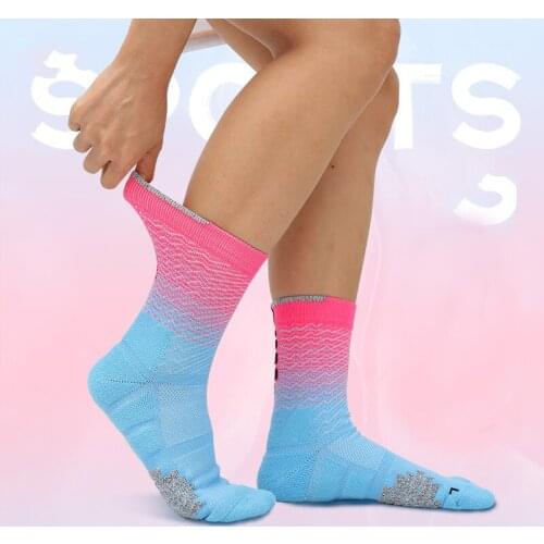 1pair New Mens Running Breathable Sports Socks Street Trend High-top Elasticity Fitness Cycling Basketball Socks