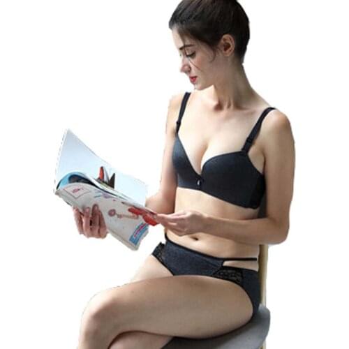 New fashion women bra set duoble cup super push up bra set top chest sexy bra with briefs one piece seamless support breast bra