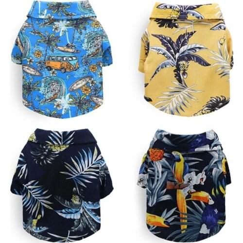 Printed Dog Clothes Summer Dog Beach Shirt T-shirt Puppy Pet Spring Summer CoatHawaii Style Casual Pets Outfits Costumes