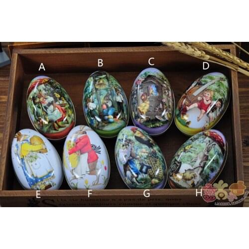 Wholesale customized new different designs Fashion Candy Packaging Box Tin Easter Day EggS 11x6.5x7.5cm festival gift