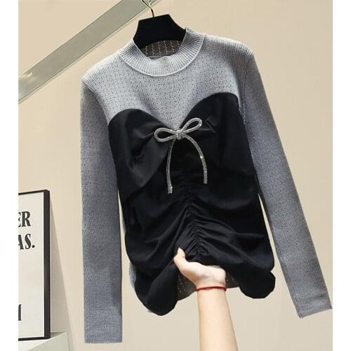 2020 Autumn Winter New Arrivals Long Sleeve O Neck Bow Decoration Knitted Pullovers Women Sweater C175