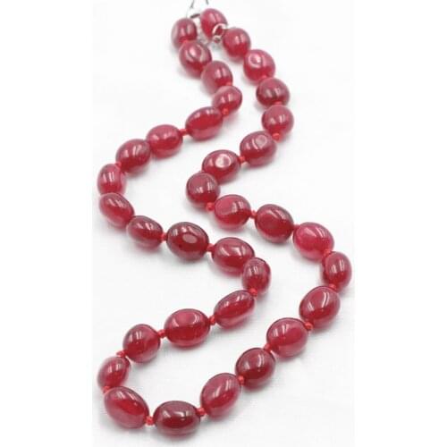 Natural Stone Beads Necklace Jades Short Chain Red Rubys Crystal Irregular Choker Necklaces 9-11mm Collars Gift Jewelry 18" A833