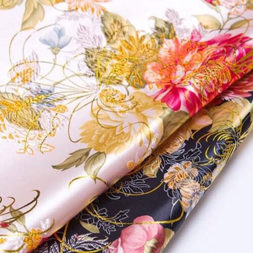 Gilding fabric floral satine Apparel Costume Curtain DIY Clothing Material fabric