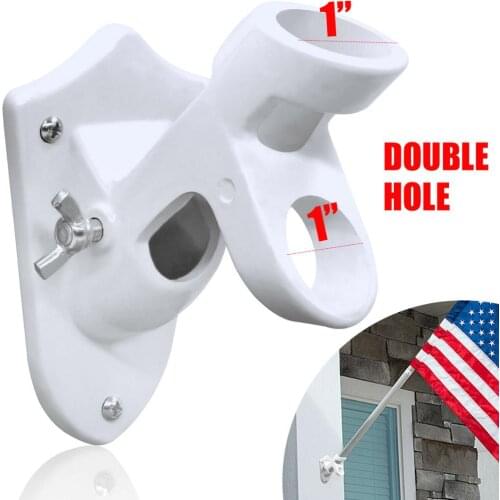 Adjustable Flagpole Holder Flag Pole Two Position Wall Mounted Bracket Aluminum
