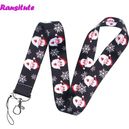 Christmas Neckband Lanyard Key ID Card Gym Mobile Phone Strap Multifunction Mobile Phone Decoration R679