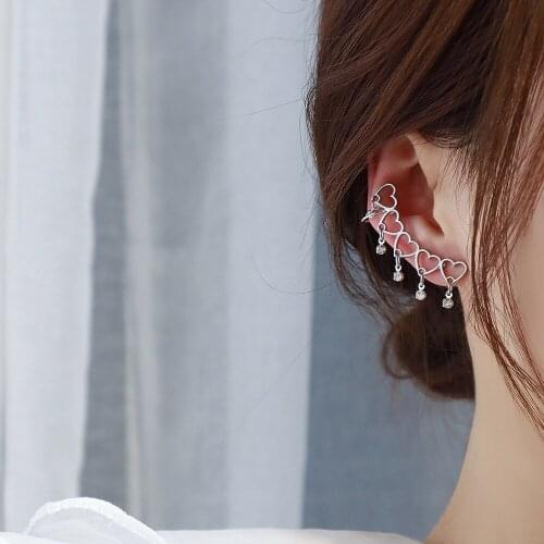 Love Heart Shaped Earrings Ear Stud Ear Bone Clip Integrated Gifts for Girls ML